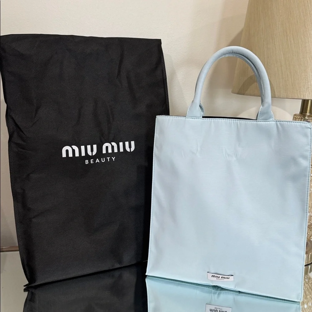 NEW Authentic Miu Miu Luxury Brand Beauty Tote Blue & Black, Large Size - Picture 10 of 10
